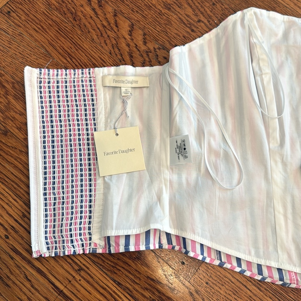 Favorite Daughter Strapless Pink & Blue Striped Tube Top - Picture 8 of 8